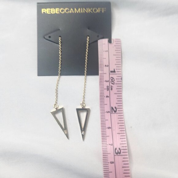 Rebecca Minkoff Women's Gold Toned Triangle Earrings New - Picture 4 of 5